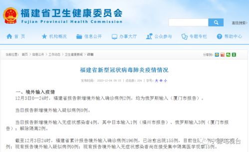 每日通报 福建新增境外输入确诊病例2例,均为俄罗斯输入