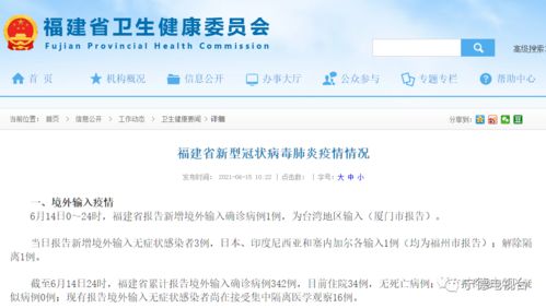 每日通报 福建新增境外输入确诊病例1例,新增境外输入无症状感染者3例