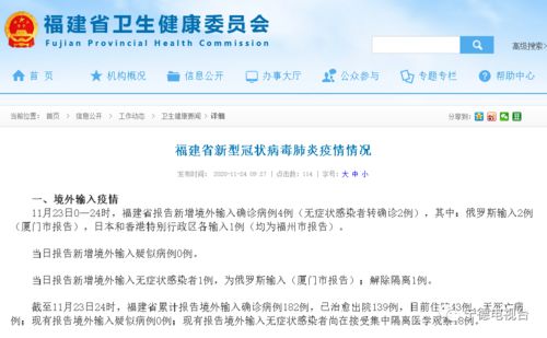 每日通报 福建新增确诊4例 无症状感染者1例,均为境外输入