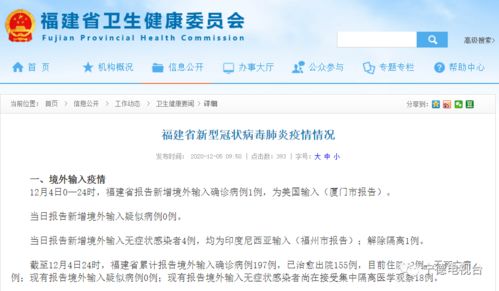 每日通报 福建省新增确诊病例1例 无症状感染者4例,均来自境外